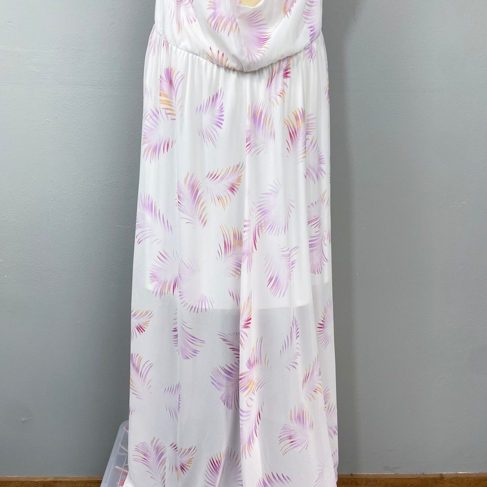 Torrid White Maxi Dress Womens Plus Size 3X Tropical Palm Print Sleeveless Flowy - Picture 7 of 11